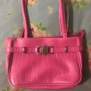 Pink Faux Leather Clutch Purse